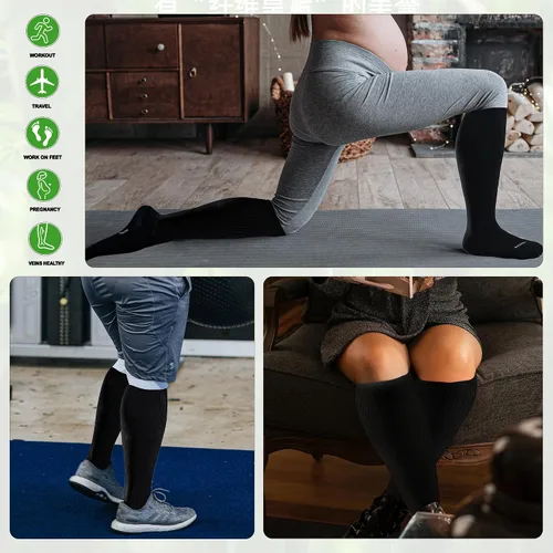 Miniatura 7 de LEVSOX Calcetines de compresión de pantorrilla ancha para mujeres y hombres, talla grande, 15-20 mmHg, hasta la rodilla, medias de gran soporte