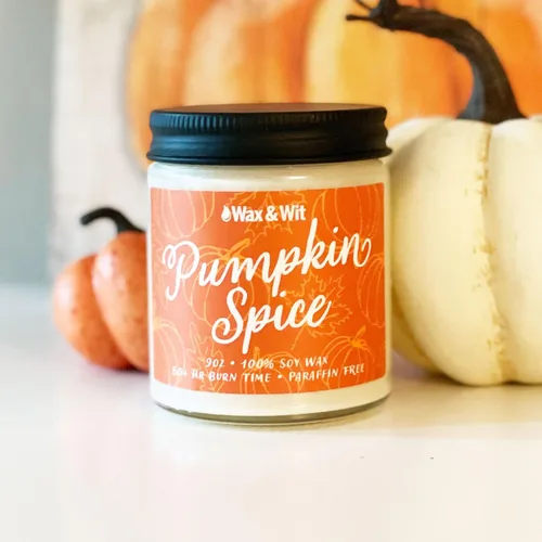 Miniatura 3 de Wax & Wit Velas de otoño con aroma de calabaza y especias para el hogar, vainilla, calabaza, canela, clavo, regalo perfecto para decoración