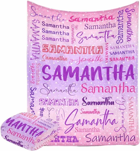 Miniatura 22 de Manta personalizada con nombre con fuente diferente y colorida para niños, mujeres y hombres, divertida decoración personalizada para el hogar, cama