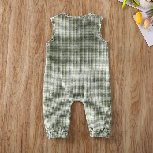 Miniatura 4 de Mubineo Mameluco de lino sin mangas con botones para bebé niño y niña