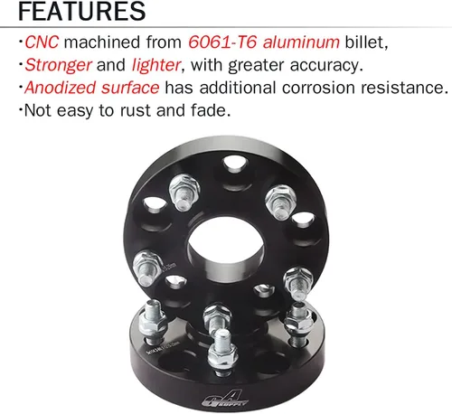 Miniatura 6 de GAsupply 1" 5x4.5 Espaciadores centrados de rueda Hubcentric 25mm 5x114.3 60.1mm de orificio de buje 12x1.5 pernos, para Toyota Tacoma 2WD X-Runner