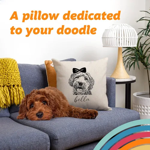 Miniatura 2 de Pattern Pop - Almohada personalizada con arco y garabatos - Funda de almohada - Almohada decorativa para perro - Funda de almohada cuadrada de 18 x