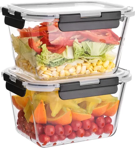 Miniatura 14 de Liuruiyu - Paquete de 8 contenedores de vidrio para almacenamiento de alimentos con tapas, contenedores para preparación de comidas, cajas Bento