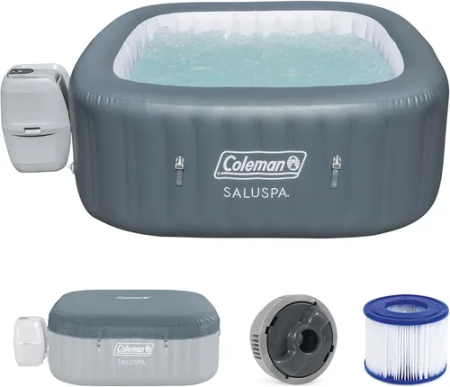 Coleman Hawaii - Bañera de hidromasaje inflable para 4 a 6 personas, spa cuadrado de bajo consumo portátil al aire libre con 140 AirJets, 71 x 28