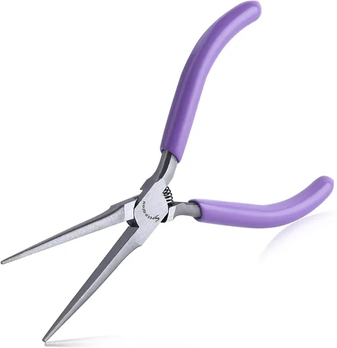 Miniatura 15 de SPEEDWOX Alicates de Punta de Aguja Doblada con Mandíbula Dentada Mini Alicates de Punta Larga Doblados Alicates Removedores de Aguja Herramientas