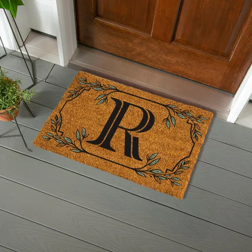 Miniatura 44 de Evergreen Flag Alfombra de puerta de fibra de coco monograma Letra B Alfombra para puerta delantera para interiores y exteriores 71x41 cm