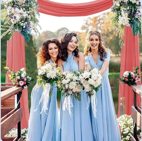 Miniatura 12 de FANPROMS Cortinas azules para arco de boda, cortinas de tela de gasa de 20 pies, 1 panel, arcos de boda para ceremonia, cortinas de telón de fondo