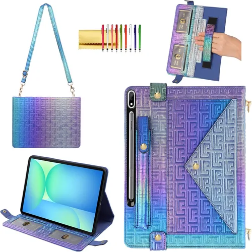 Miniatura 62 de Bolso Funda para Samsung Galaxy Tab S10 FE/S9 FE 10.9"/S9/S8/S7 11", Techcircle Folio con Soporte Cruzado, Billetera con Ranura para Lápiz S Pen