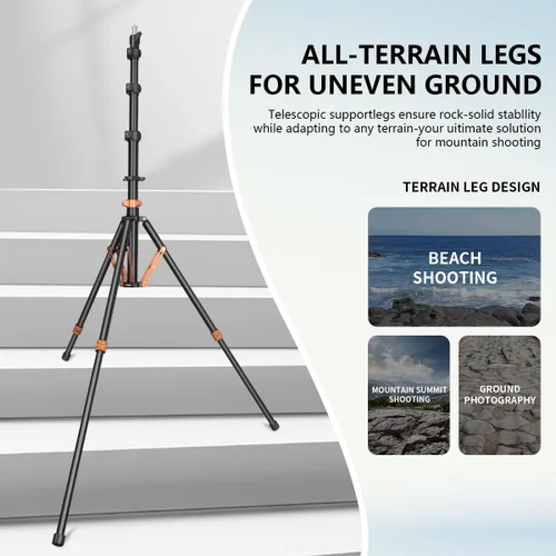 Miniatura 5 de Soporte de luz para fotografía con amortiguación de aire, 9 pies/9.0 ft de aluminio ajustable resistente trípode de estudio resistente trípode