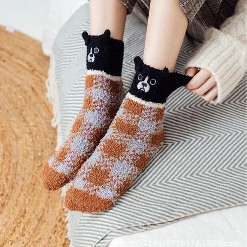 Miniatura 3 de Violet Mist Calcetines mullidos para hombre, unisex, lindos animales, acogedores, divertidos, esponjosos, cálidos, de invierno, de felpa