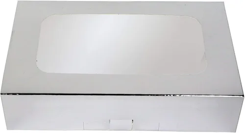 Miniatura 2 de O'CREME Caja rectangular para tartas de ventana de 8.5 x 5.5 x 2 pulgadas de alto, 5 piezas plateadas..