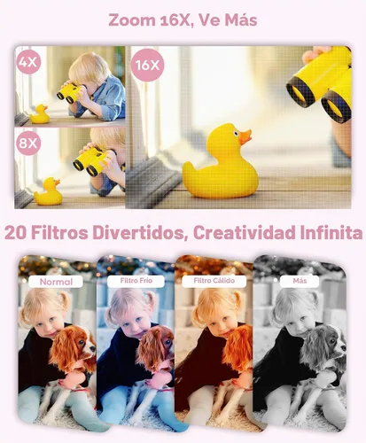 Miniatura 6 de WONNIE Cámara digital de 56 MP, FHD 1080P para apuntar y disparar con tarjeta SD de 32 GB, 2 baterías y cordón, ideal para niños y adolescentes
