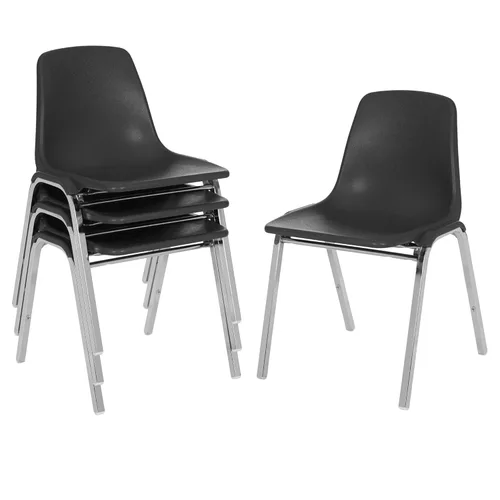 OEF Furnishings OEF8110/4 Silla apilable de polipropileno de grado comercial (negro, paquete de 4)