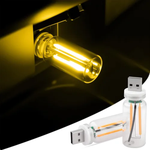 Miniatura 8 de 2 luces USB para coche, lámpara de ambiente retro con atenuación táctil, mini bombilla LED de botella de vidrio portátil, luces nocturnas