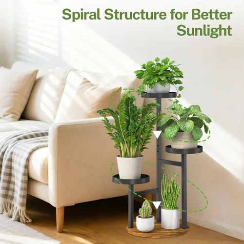 Miniatura 6 de iDavosic.ly Soporte para plantas de 3 niveles para interiores, estante de metal de esquina escalonada para múltiples flores, estante alto