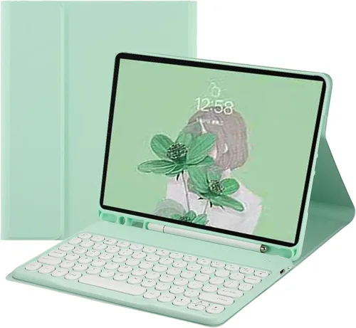 Miniatura 7 de Funda para teclado Fire HD 10 Plus/Fire HD 10 (11ª generación, versión 2021) Funda para teclado de color con llave redonda inalámbrica desmontable