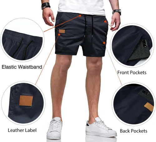 Miniatura 3 de JMIERR Mens Casual Shorts Cotton Drawstring Summer Beach Stretch Twill Chino Golf Short with Pockets