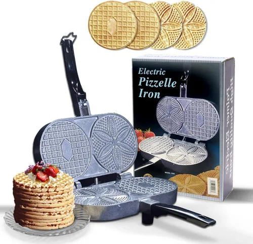 C. Palmer Pizzelle Iron Modelo 1000, máquina de pizzela eléctrica de 800 vatios, prensa de pizzelle hecha en Estados Unidos, hace dos pizzelas