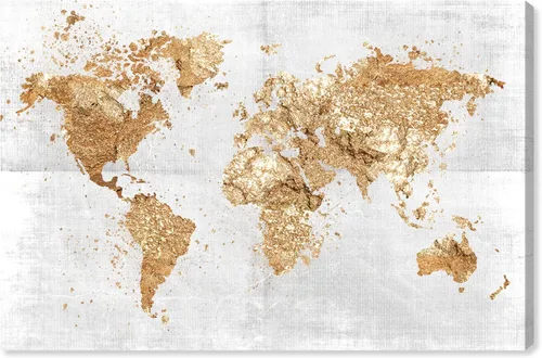 The Oliver Gal Artist Co. Maps - Lienzo decorativo para pared, diseño de Mapamundi on The Rocks, decoración del hogar, 45 x 30 pulgadas, color