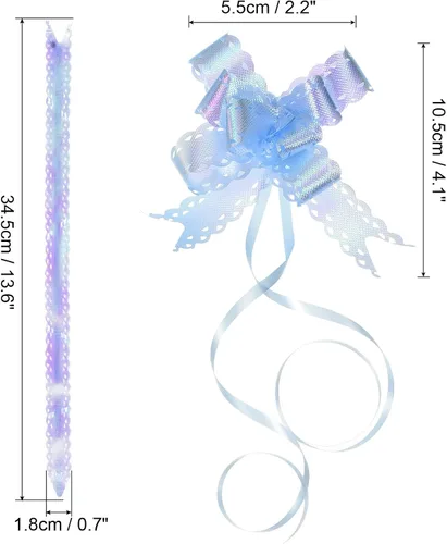 Miniatura 2 de PATIKIL Lazos iridiscentes de 2.2 pulgadas, paquete de 40 lazos de cuerda para envolver regalos, corbatín decorativo para bodas, fiestas, Azul claro