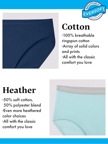 Miniatura 3 de Fruit of the Loom - Calzones Eversoft de algodón para mujer, sin etiquetas y transpirables