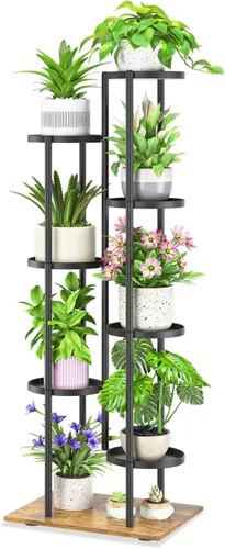 Miniatura 26 de iDavosic.ly Soporte para plantas con luz de cultivo para interiores y exteriores, estante de flores de metal de 4 niveles para macetas grandes