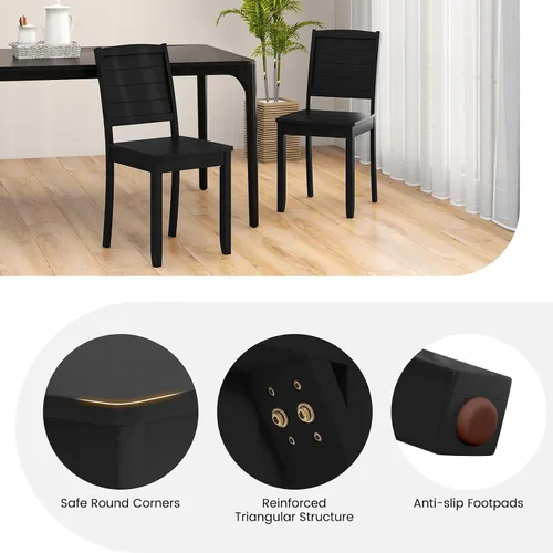 Miniatura 9 de Giantex Juego de 4 sillas de comedor de madera, sillas de cocina modernas con patas de madera de goma, respaldo curvo, silla de comedor de granja