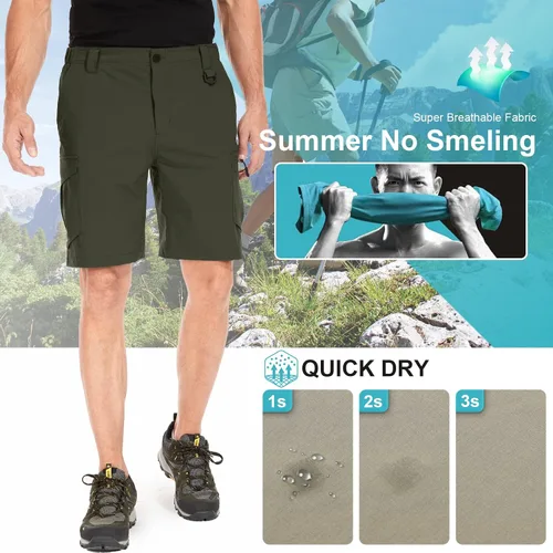 Miniatura 4 de Pantalones cortos de senderismo para hombre, de secado rápido, ligeros, transpirables, para exteriores, de carga.