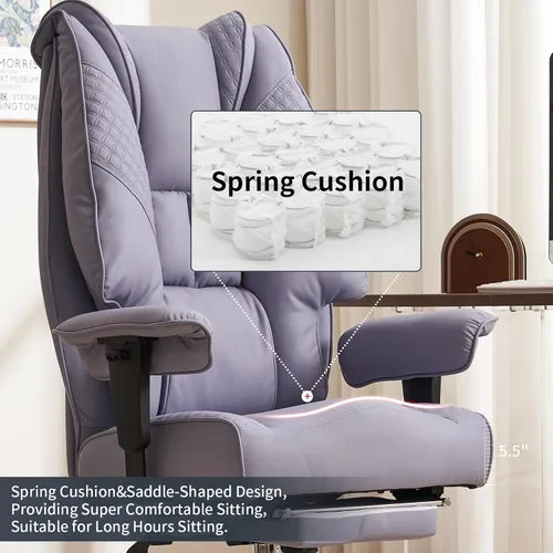 Miniatura 4 de EXCEBET Silla de oficina grande y alta, hasta 400 libras, con asiento ancho, de cuero, de respaldo alto, silla ejecutiva de oficina con reposapiés