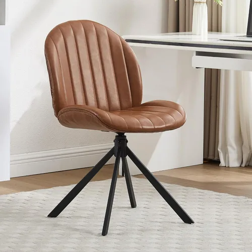 Miniatura 9 de Silla de oficina giratoria de terciopelo de 19 pulgadas, sin ruedas, tapizada sin brazos, sillas de escritorio modernas con patas cruzadas, sin