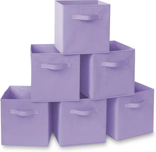 Miniatura 12 de Casafield juego de 6 cubos de almacenamiento plegables de tela, canastas de tela plegables de 11 pulgadas, para estantes, cubos organizadores