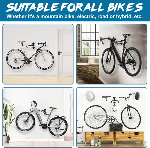 Miniatura 7 de Urban Deco Soporte de pared para bicicleta de 66 libras, capacidad de carga extensible, 6 pulgadas, soporte para bicicleta, garaje, diseño