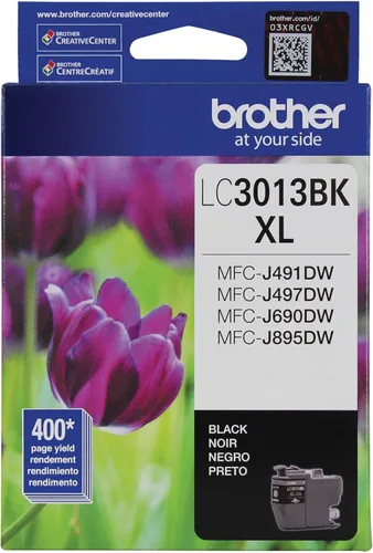 Miniatura 10 de Brother LC30132PKS - Paquete de 2 cartuchos de tinta negra de alto rendimiento, rendimiento de página de hasta 400 páginas/cartucho, LC3013 Negro