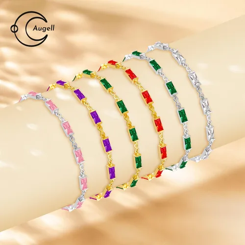 Miniatura 4 de Pulsera de eslabones de oro de 18 quilates para mujer, pulsera de tenis con circonita cúbica 5A, hipoalergénica, plata de ley 925 hipoalergénica