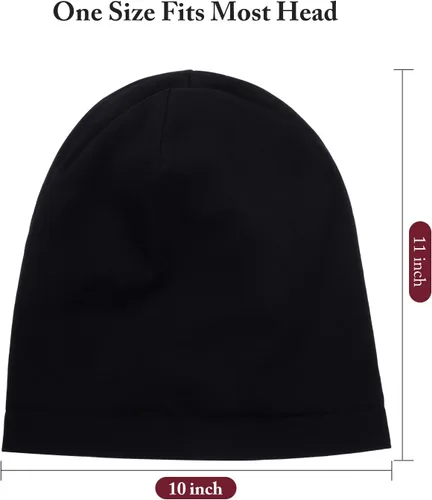 Miniatura 24 de 4 Pieces Satin Lined Beanie Cap Satin Sleep Lined Hat Slouchy Beanie Hat Night Silk Hair Cap for Women Men
