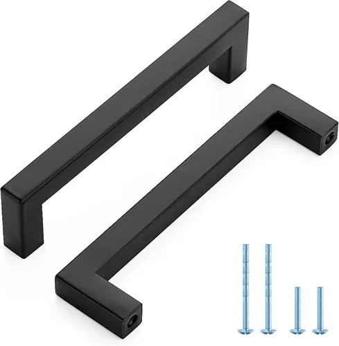 Miniatura 12 de Ravinte Tiradores negros cuadrados de gabinete de cocina de 5 pulgadas, accesorios modernos para armarios de cocina, armario, paquete de 1