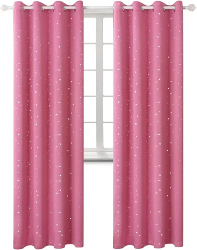 Miniatura 104 de BGment Cortinas opacas para dormitorio infantil, con aislamiento térmico, con ojales, estampado de estrellas plateadas, cortinas para oscurecer