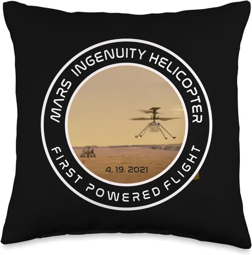 Mars Ingenuity Helicóptero Perseverancia Ropa Mars Ingenuity Helicóptero Flying Perseverance Rover Throw Pillow, 16x16, Multicolor