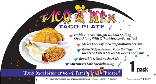 Miniatura 5 de Taco Mex - Plato para taco, reutilizable, redondo, suave o rígido, soporte para tacos para noches de taco, plástico libre de BPA de 10.75 pulgadas