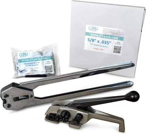 Miniatura 19 de IDL Packaging - PET-B-58-D Kit de flejado de poliéster de 5/8", estándar con dispensador - Todo lo que necesitas para atar un palet