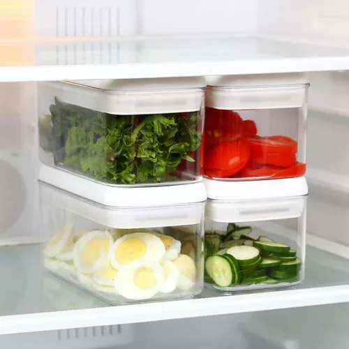 Miniatura 2 de Felli Flip Tite Contenedor de almacenamiento de alimentos con tapa RECTÁNGULO de 4" con anillo hermético y tapa con cierre abatible, juego de Blanco