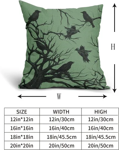 Miniatura 4 de Tree Crows - Juego de 2 fundas de almohada de Halloween de 16 x 16 pulgadas, fundas de almohada decorativas de otoño, fundas de almohada negras