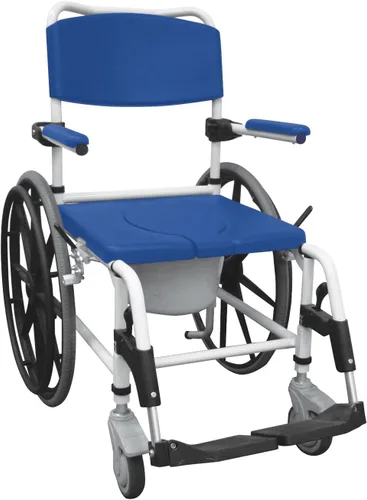 Miniatura 4 de Drive Medical NRS185007 Silla de ducha de aluminio con cuatro ruedas de bloqueo trasero, azul