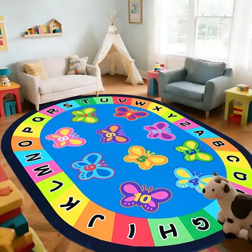 Miniatura 35 de USTIDE Alfombra ovalada para niños, 5 x 7 pulgadas, con letras del alfabeto ABC, alfombra educativa antideslizante, alfombra de juego para el aula