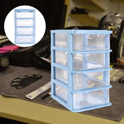 Miniatura 8 de Ipetboom Organizador de maquillaje, 1 unidad, organizador de cajones, escritorio con cajones de almacenamiento de 4 cajones, plástico