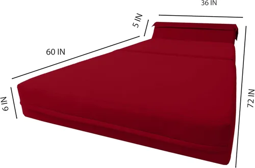 Miniatura 5 de D&D Futon Furniture Cama plegable de espuma para silla de dormir, sofá cama portátil para invitados, 6 x 36 x 70 pulgadas, color rojo