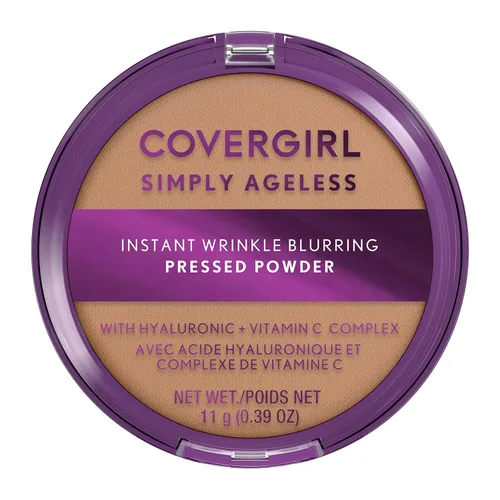 Covergirl Simply Ageless - Polvo prensado difuminador instantáneo antiarrugas, beige natural, 0.39 onzas.