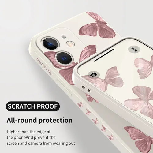 Miniatura 7 de LEECG Funda para iPhone 12 Mini, diseño creativo con estampado floral de mariposa de astronauta, funda antiarañazos de microfibra suave, funda