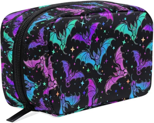 Miniatura 31 de MNSRUU Pequeña bolsa de cosméticos para niñas y mujeres, de viaje, con estampado de leopardo colorido, organizador de artículos de tocador