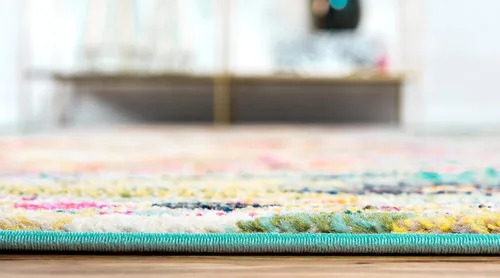 Miniatura 6 de Unique Loom Vita Collection - Alfombra vintage tribal sudoccidental sobreteñida (2 pies x 6 pies 7 pulgadas, para pasillo, turquesa/amarillo)